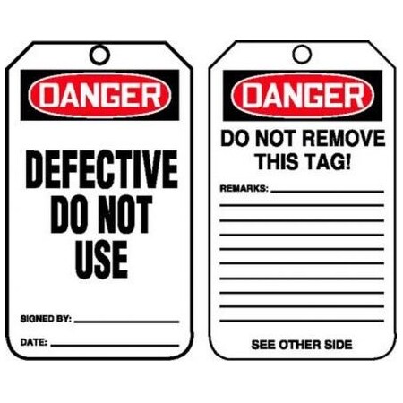 OSHA DANGER SAFETY TAG DEFECTIVE  MDT194CTP